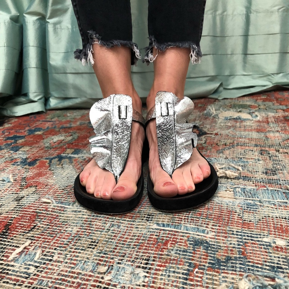 Isabel Marant metallic t-strap sandals